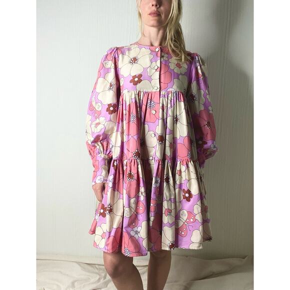 MANOUSH Silk Blend Groovy Floral Comic Strip Shirt Dress US 36 NWT $945 - Picture 8 of 16